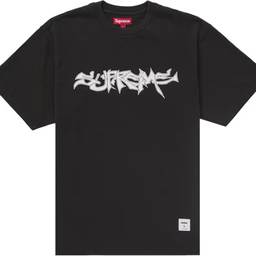 Supreme “Mental S/S Top” Black Tee with White Graphic
